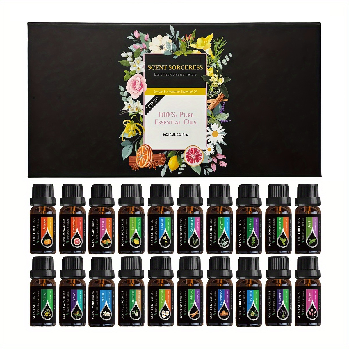 Spa Y Wellness - 20pcs/set Black Classic Essential Oil Set