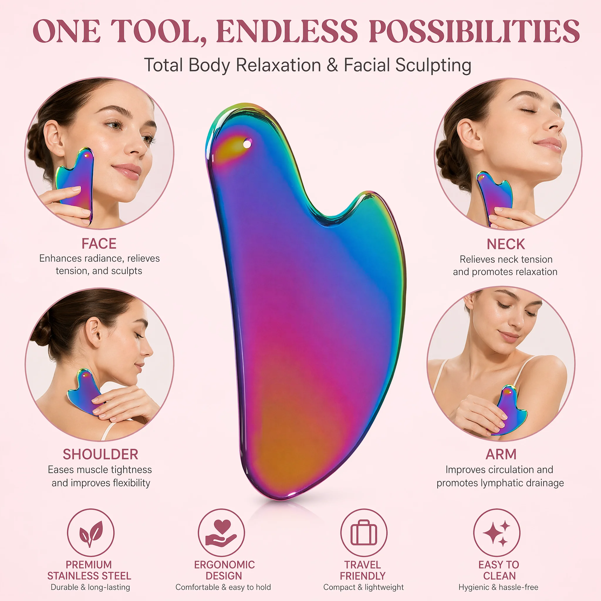 1Pcs Stainless Steel Gua Sha B - Spa Y Wellness reseña y precio