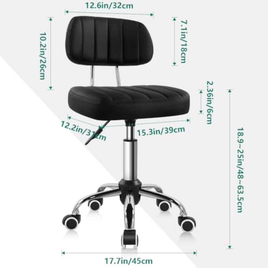 Square Swivel Stool with Wheel - Spa & Wellness Paradies Braunschweig reseña y precio