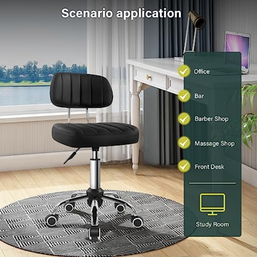 Square Swivel Stool with Wheel - Spa & Wellness Paradies Braunschweig reseña y precio
