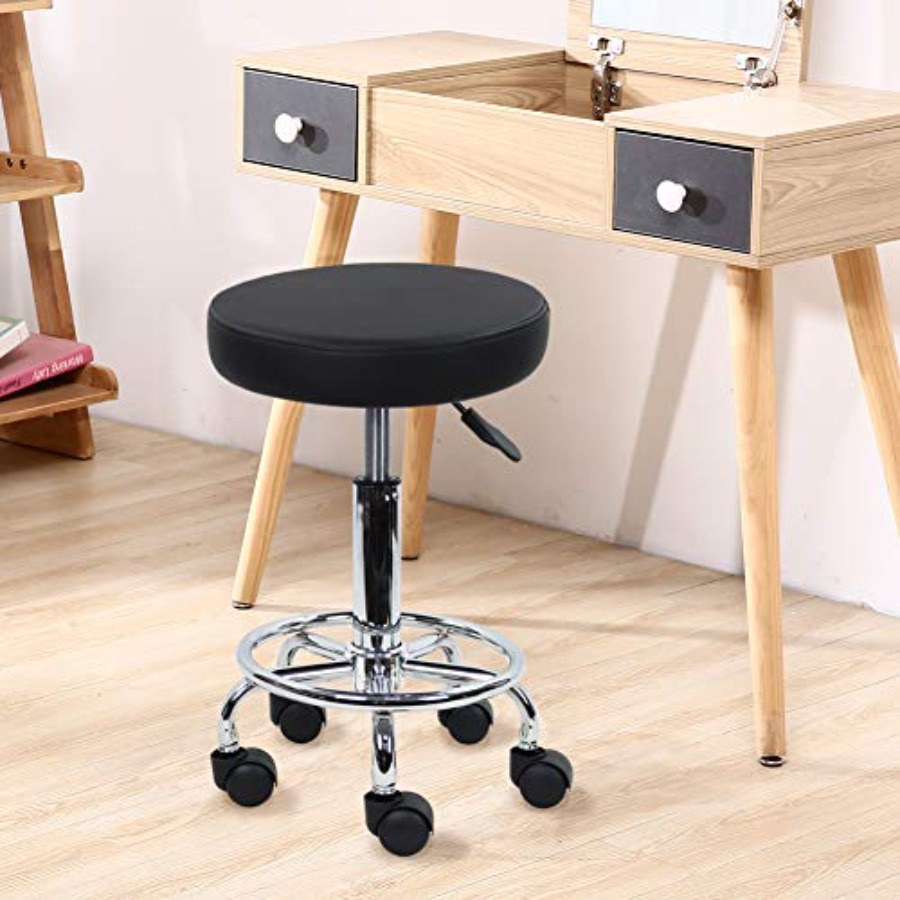 PU Leather Round Rolling Stool - Spa & Wellness Paradies Braunschweig reseña y precio