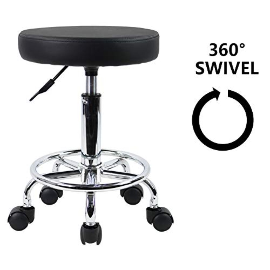 PU Leather Round Rolling Stool - Spa & Wellness Paradies Braunschweig reseña y precio